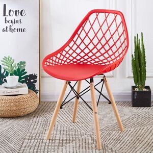 Стул Eames ажурный (красный/опора дерево)